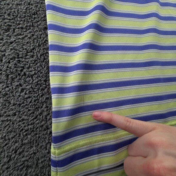 Footjoy Men Striped Purple Green Polo Shirt Medium Stretch Golf Adult S/S - Picture 13 of 15